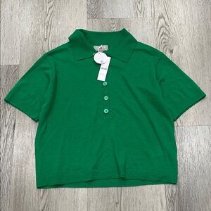 Featherweight cashmere short-sleeve sweater-polo